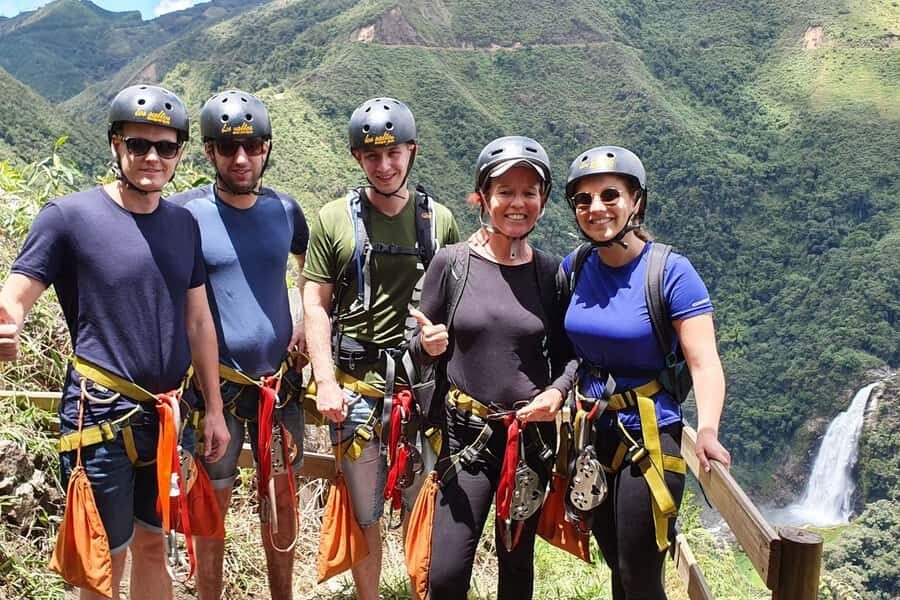 From Medellin: Epic Zipline and Giant Waterfall - The first zipline: 700 meters across the canyon and five waterfalls in view